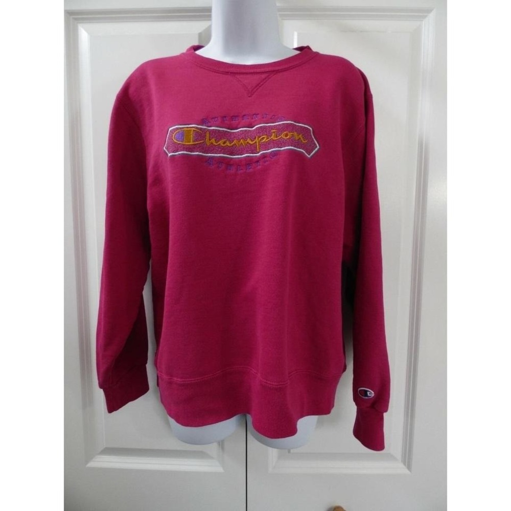 Vintage‎ Champion Logo Authentic Sweatshirt Crewneck Medium Red Made In USA